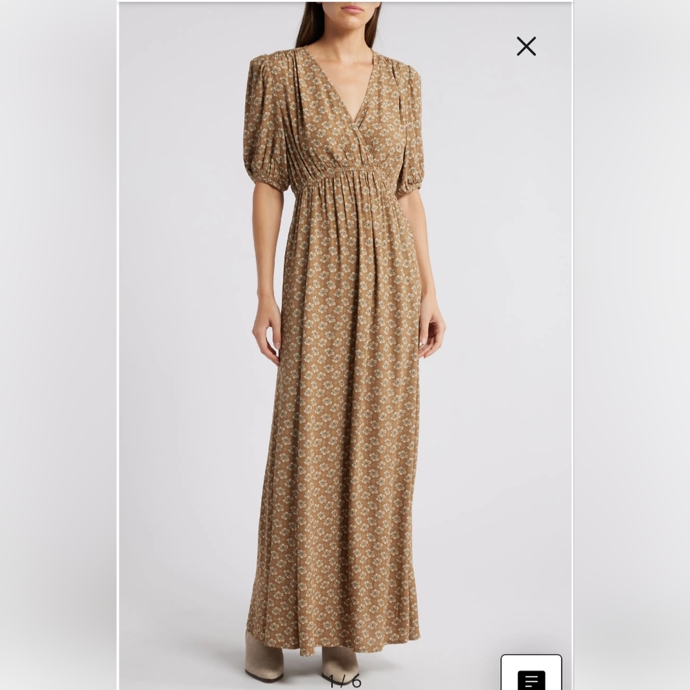 Floral Surplice V-Neck Maxi Dress Treasure & Bond Size M